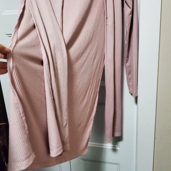 Lilac pink ribbed long sleeve cardigan - Picture 7 of 8